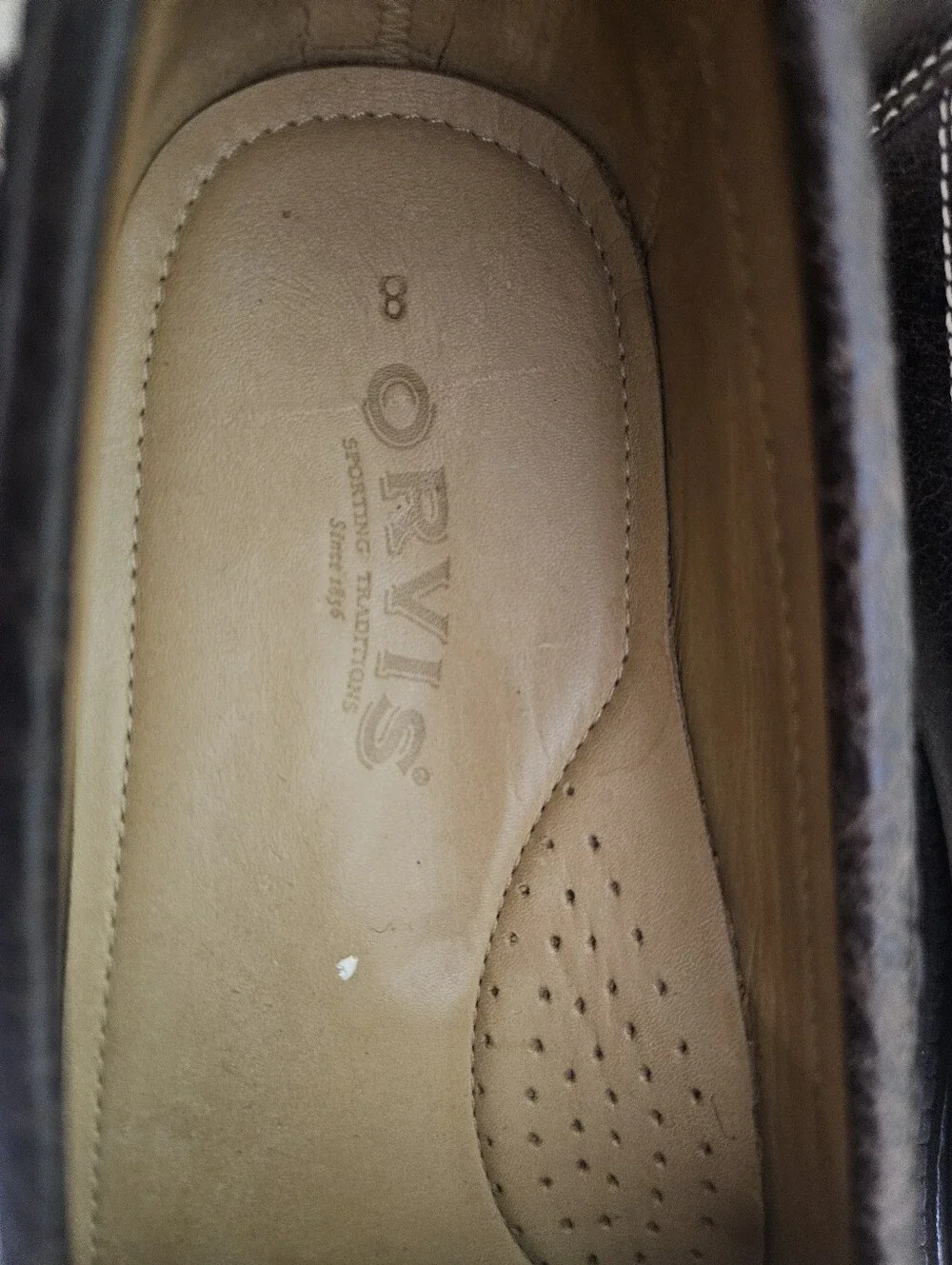 Orvis Dark Brown Leather Braided Lace Moccasin Slip-Ons